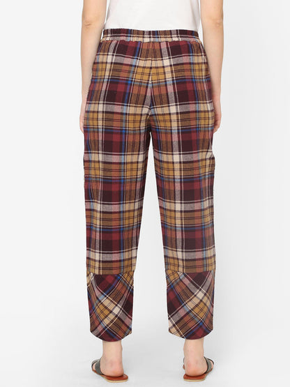 Mystere Paris Comfy Multicolored Checked Loung Pants