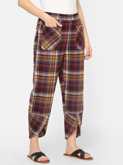 Mystere Paris Comfy Multicolored Checked Loung Pants