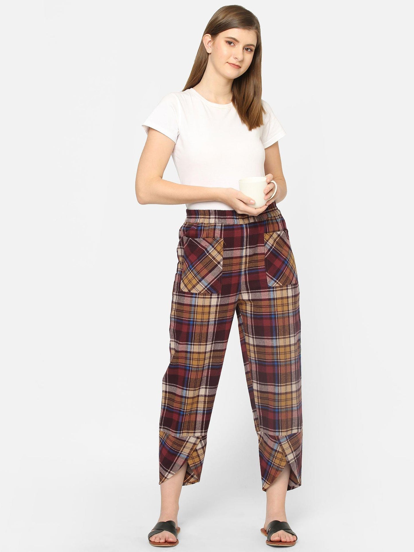 Mystere Paris Comfy Multicolored Checked Loung Pants