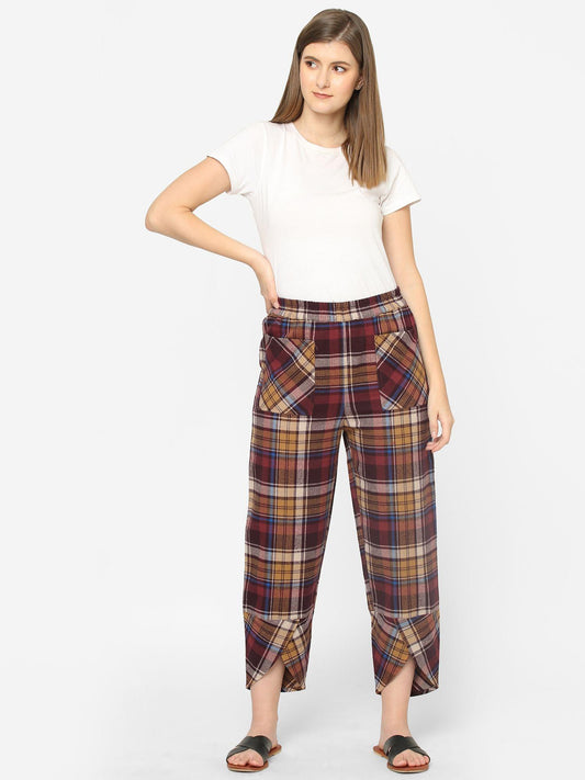 Mystere Paris Comfy Multicolored Checked Loung Pants