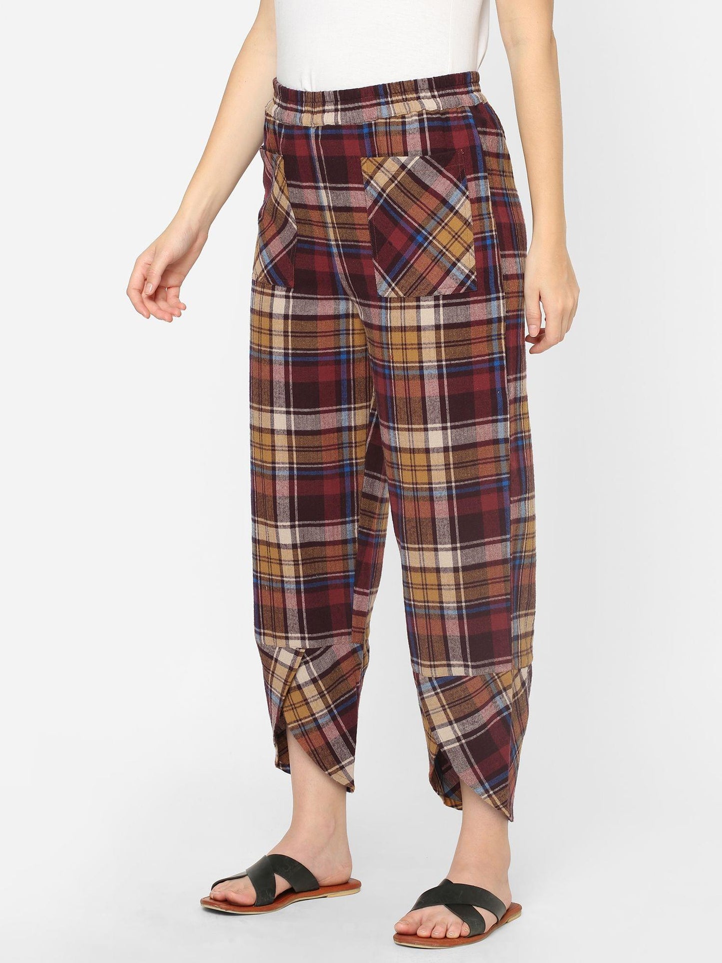 Mystere Paris Comfy Multicolored Checked Loung Pants