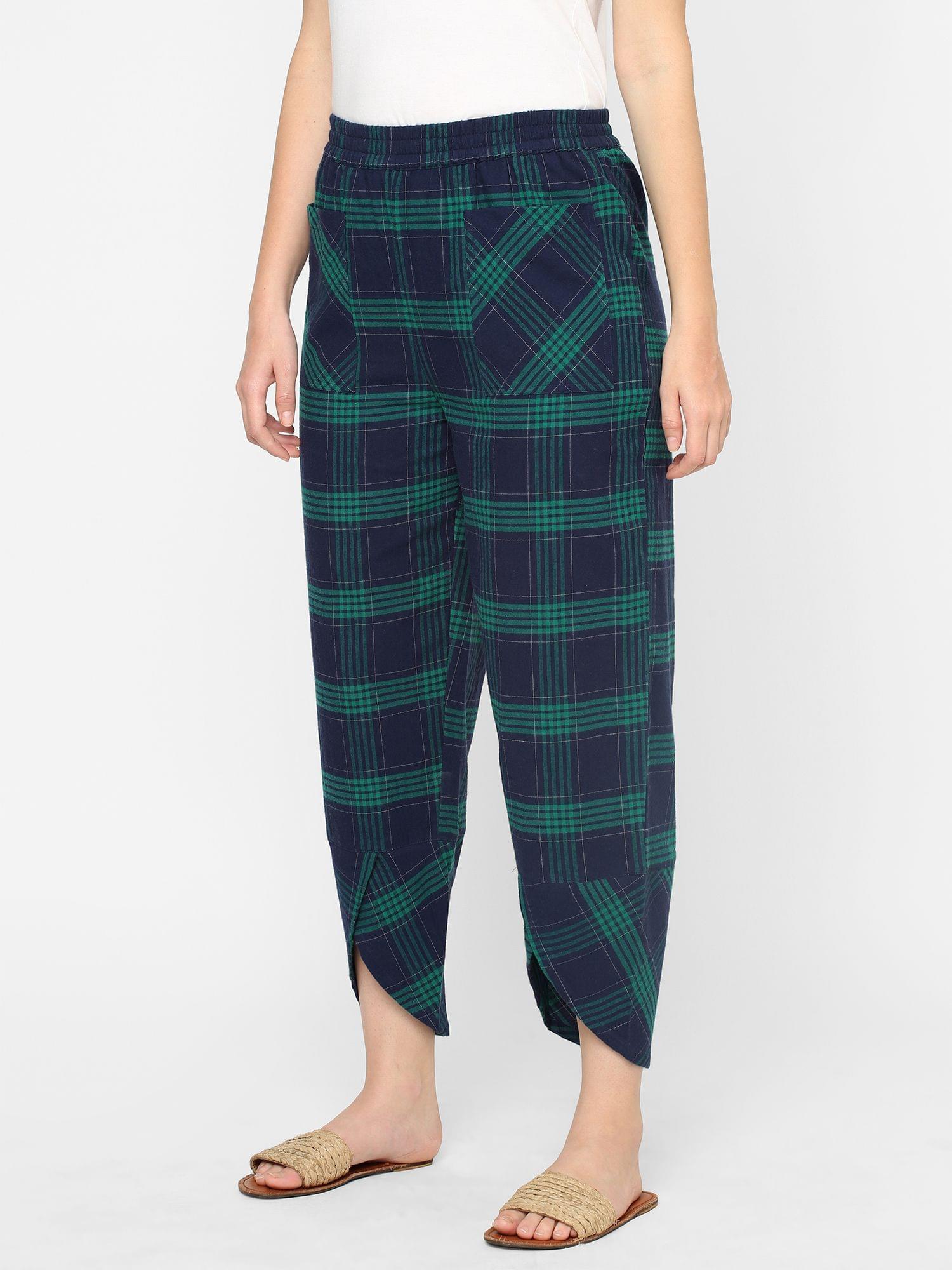 Mystere Paris Blue and Green Checked Loung Pants