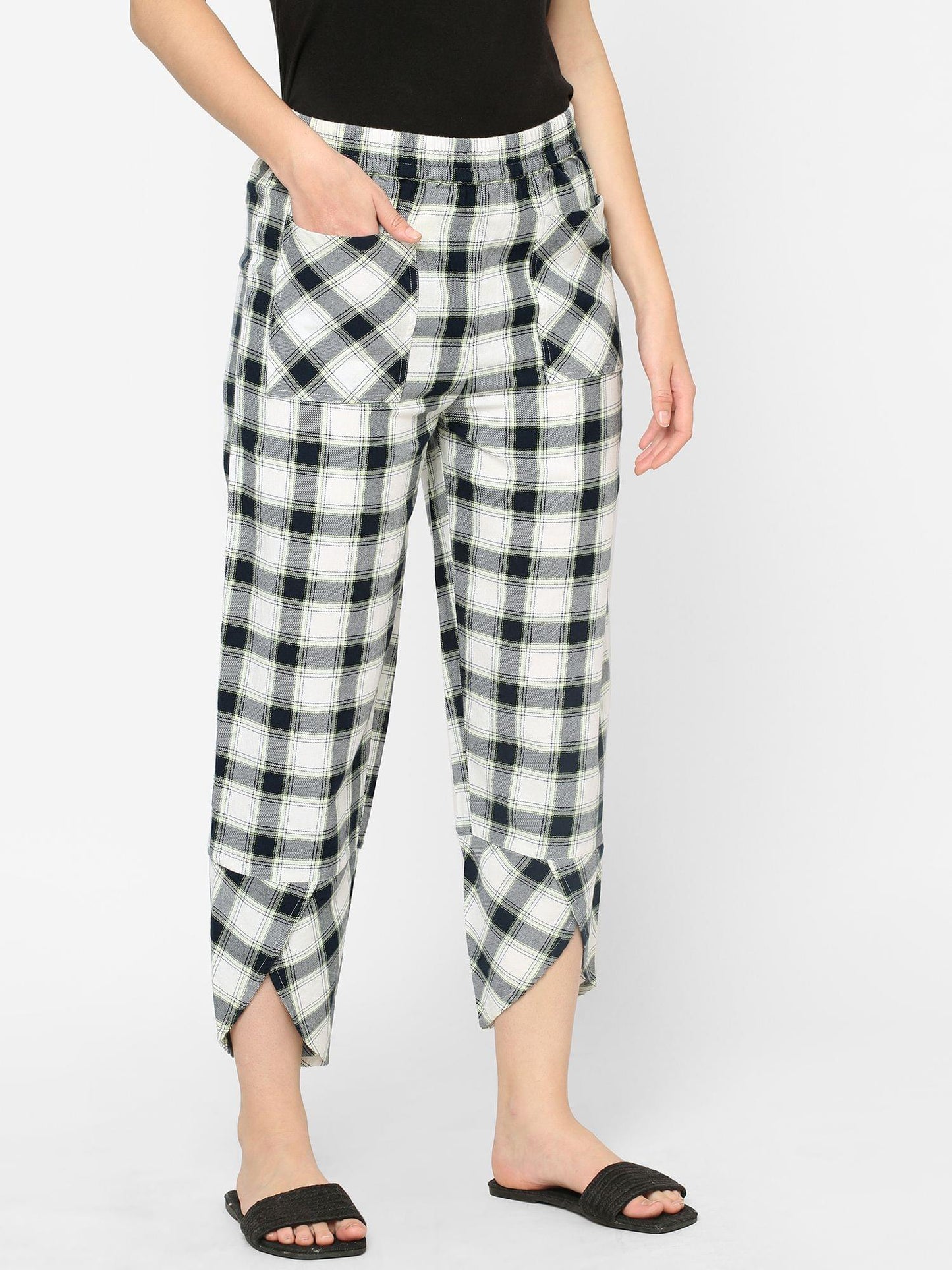 Mystere Paris Cute Checked Loung Pants