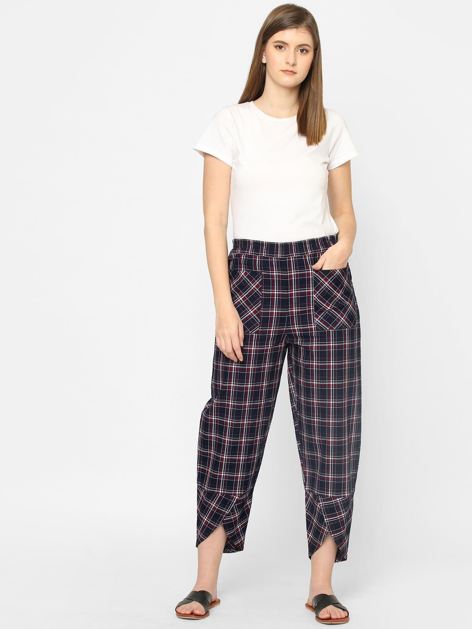 Mystere Paris Black and Red Checked Loung Pants