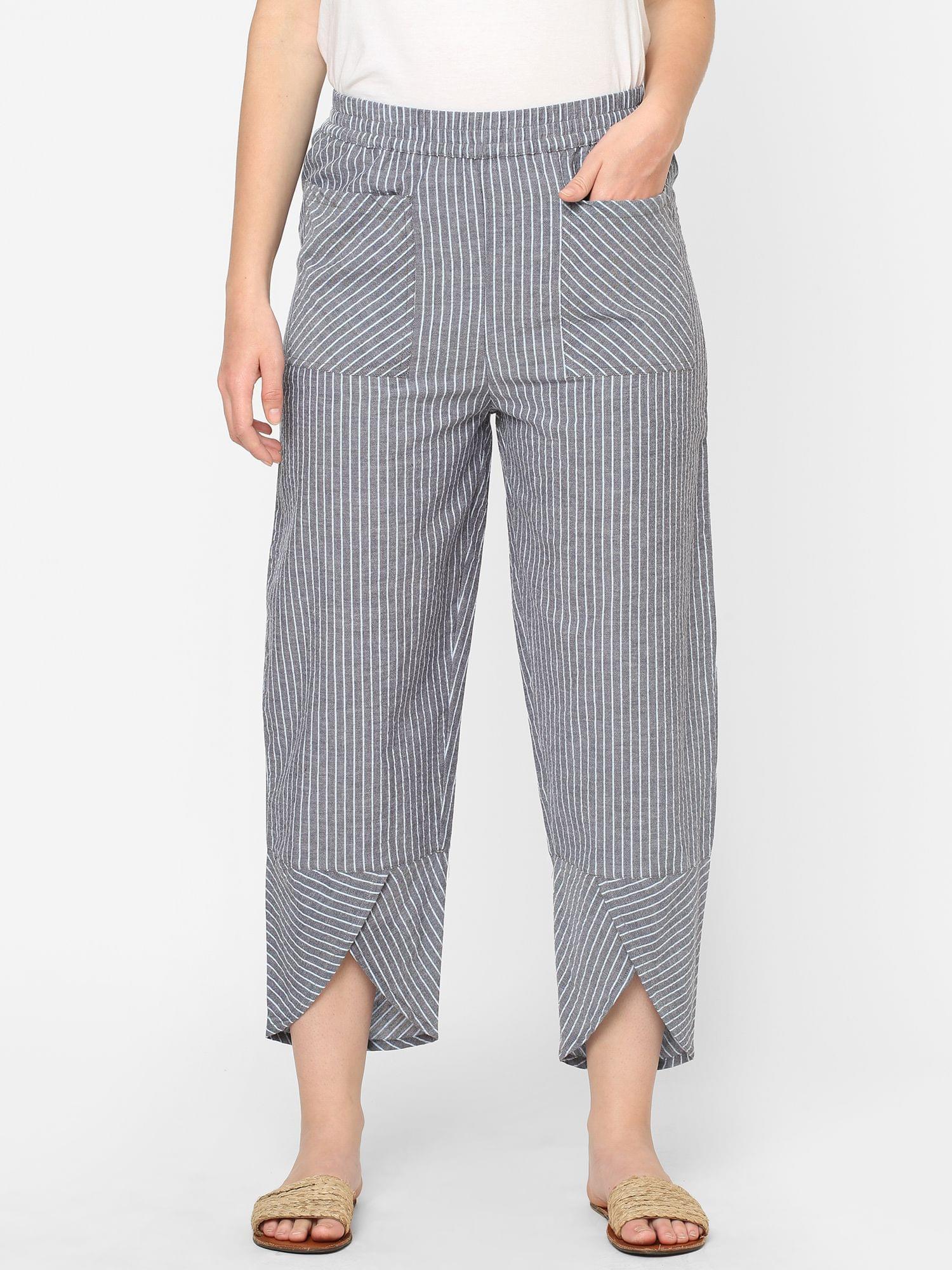 Mystere Paris Grey Striped Loung Pants