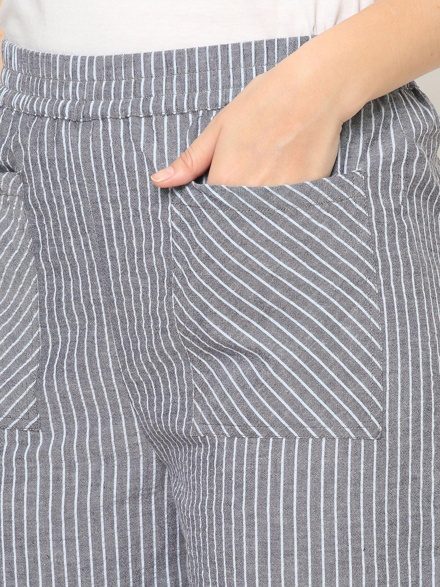 Mystere Paris Grey Striped Loung Pants