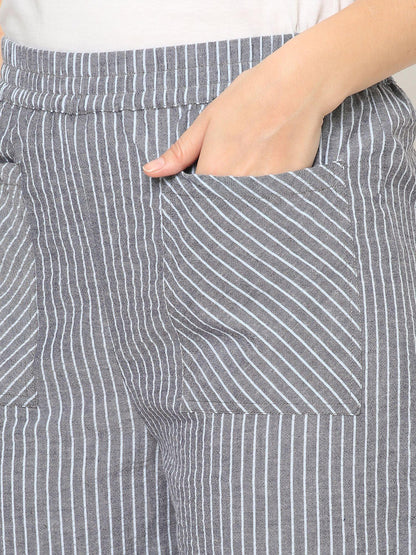 Mystere Paris Grey Striped Loung Pants
