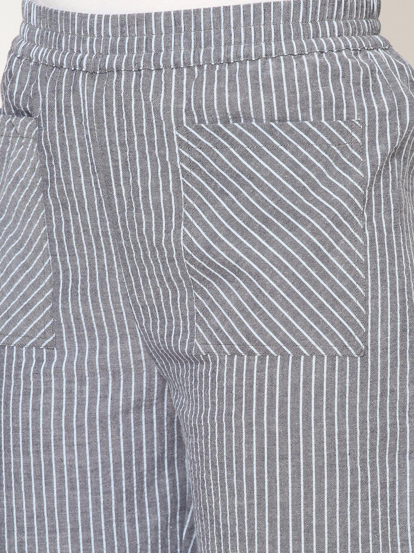 Mystere Paris Grey Striped Loung Pants