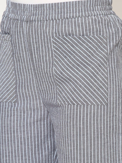 Mystere Paris Grey Striped Loung Pants