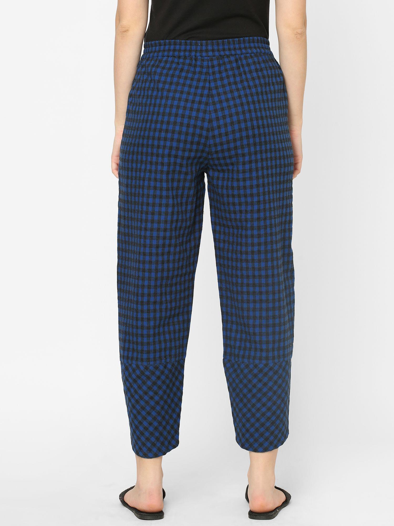 Mystere Paris Black and Blue Checked Lounge Pants