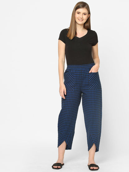 Mystere Paris Black and Blue Checked Lounge Pants