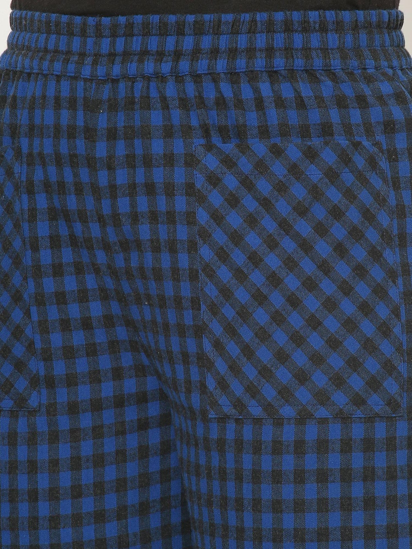 Mystere Paris Black and Blue Checked Lounge Pants