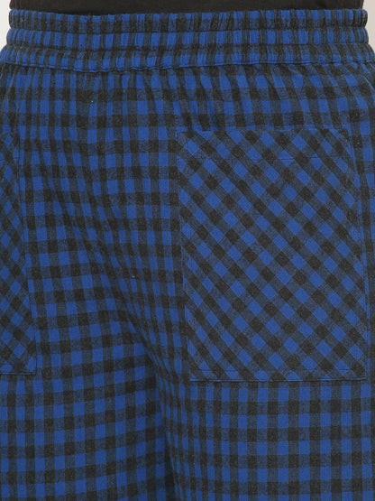 Mystere Paris Black and Blue Checked Lounge Pants
