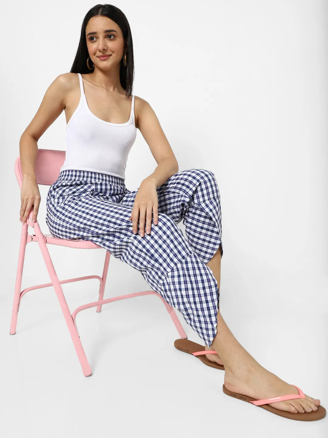 Mystere Paris Navy Checkered Lounge Pants