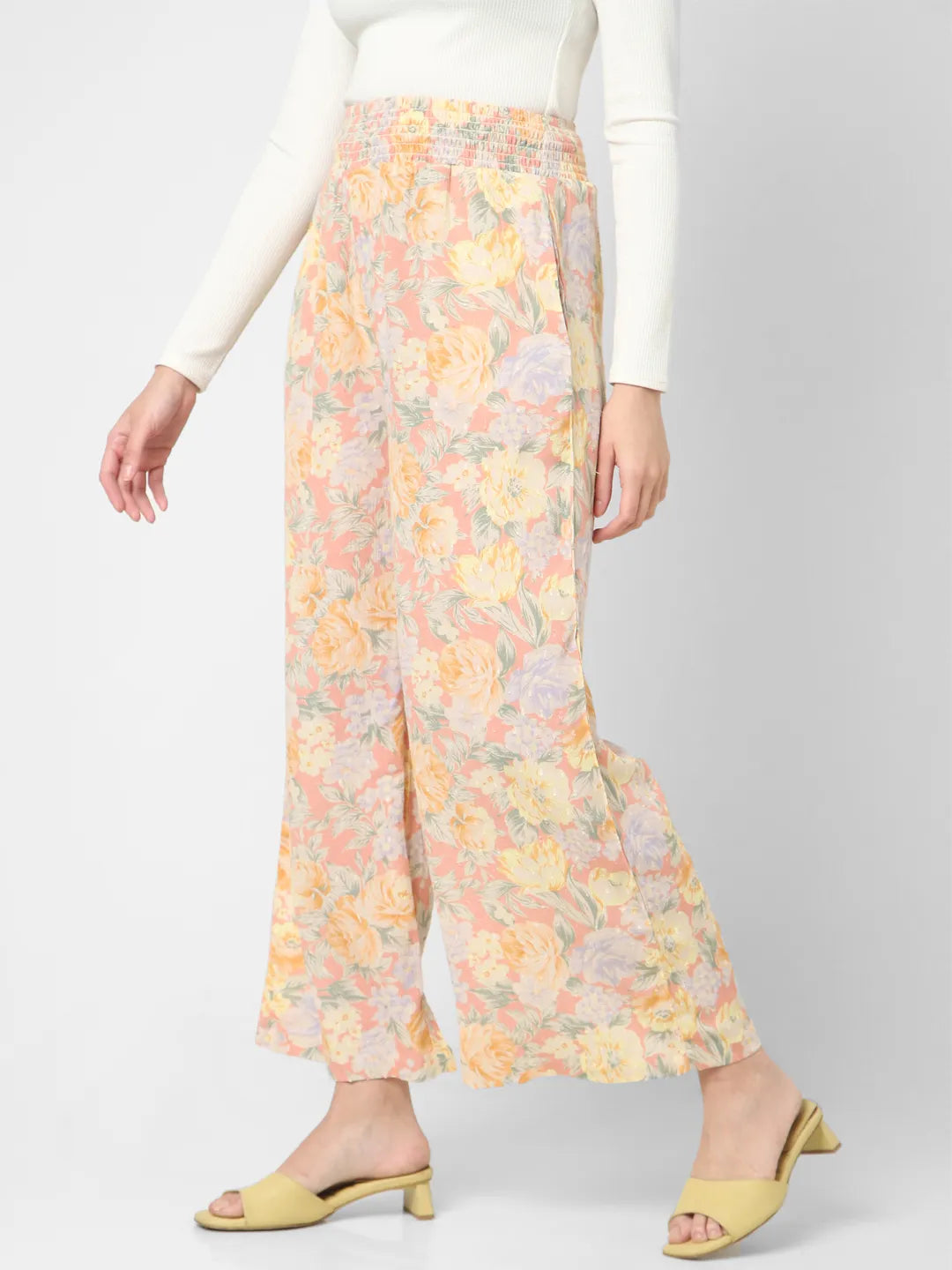 Mystere Paris Floral Printed Flared Pants