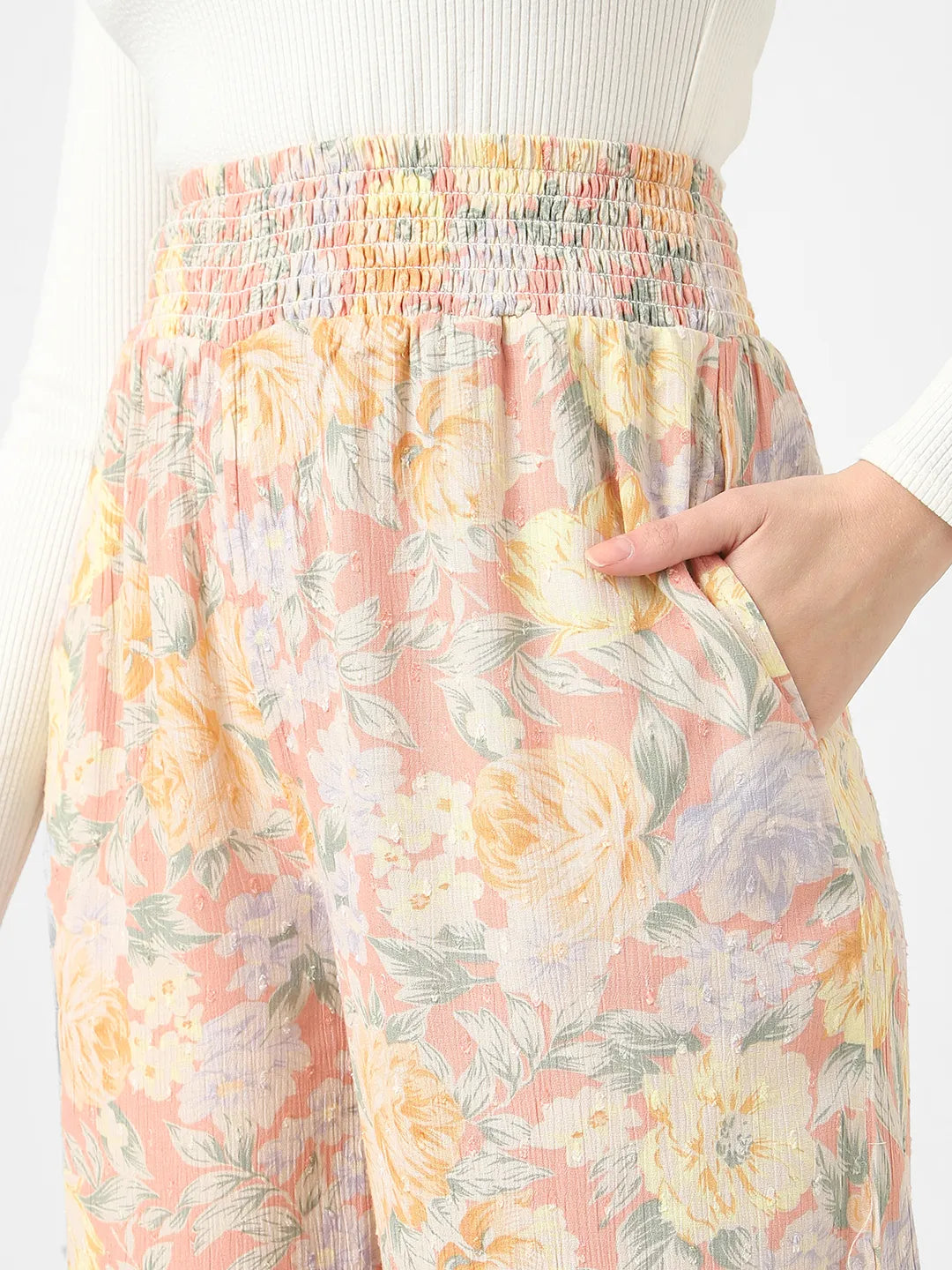 Mystere Paris Floral Printed Flared Pants