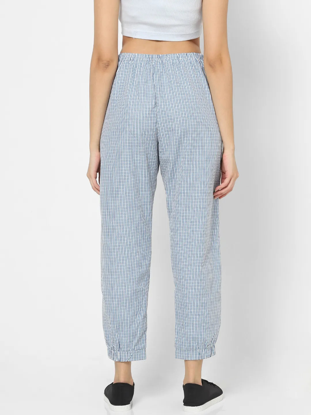 Mystere Paris Classy Green Tiny Checked Lounge Pants