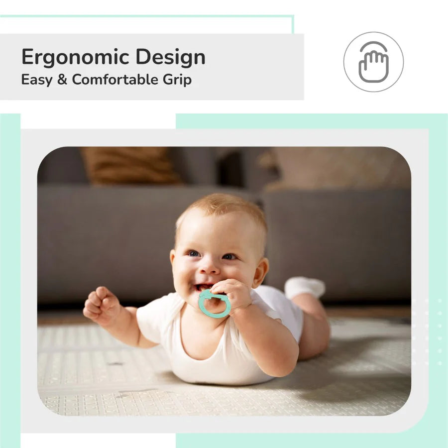 R For Rabbit Tiny Bites Zoobie Baby Silicone Teethers Pack of 1 Crocodile, Rabbit, and Elephant, Green
