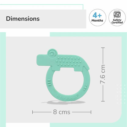 R For Rabbit Tiny Bites Zoobie Baby Silicone Teethers Pack of 1 Crocodile, Rabbit, and Elephant, Green