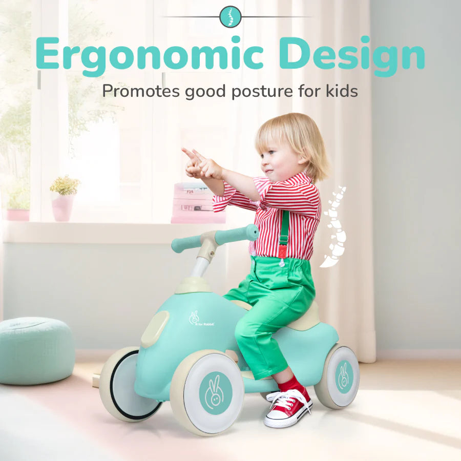 R For Rabbit Speedster Zoomy Push Ride On Car for Kids, Green Cream