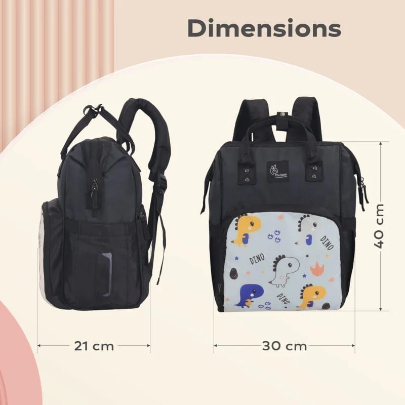 Caramello Dino Diaper Bag For Mother With 11 Pockets Grey
