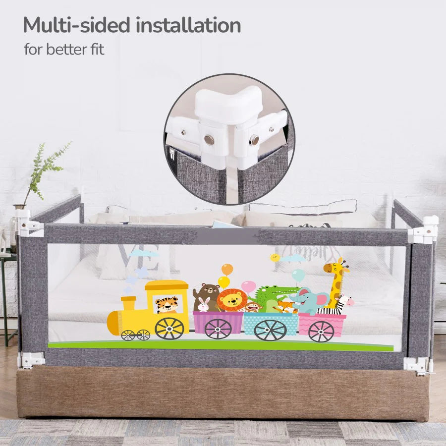 R for Rabbit Safari Bed Rail for Baby Easy Install, Anti-Fall Safeguard for Toddler Safety, Grey