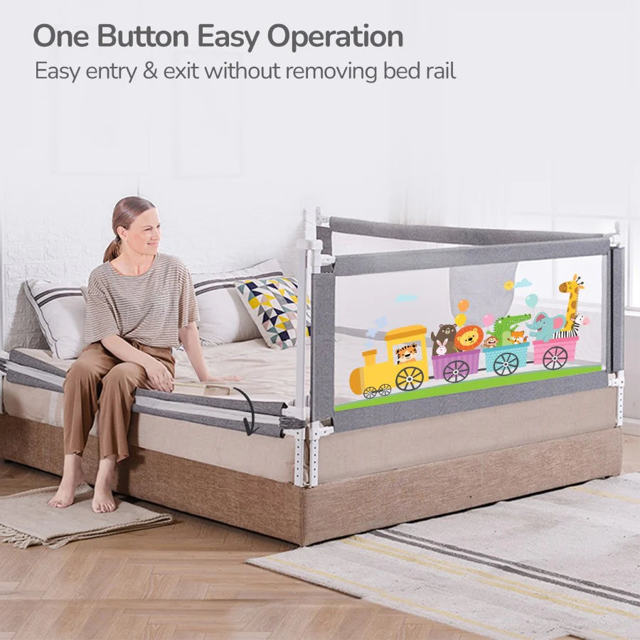 R for Rabbit Safari Bed Rail for Baby Easy Install, Anti-Fall Safeguard for Toddler Safety, Grey