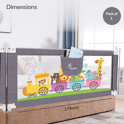 R for Rabbit Safari Bed Rail for Baby Easy Install, Anti-Fall Safeguard for Toddler Safety, Grey