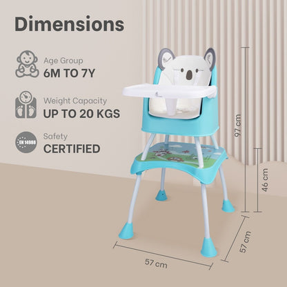 R for Rabbit 4 In 1 Cherry Berry Grand High Chair - Convertible, Removable Tray, Non Slippery-Anti Tipping