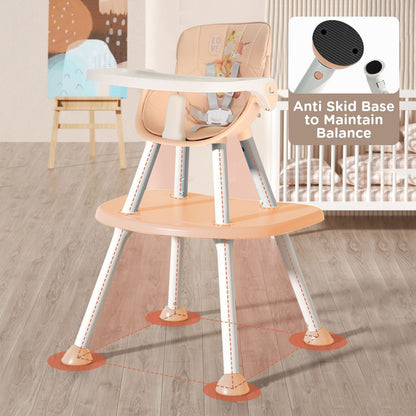 R for Rabbit Cherry Berry Safari Baby High Chair, 3 In 1 Convertible High Chair Cum Kids Study Table Beige