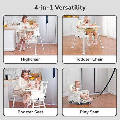 R for Rabbit Truffle High Chair For Kids 4-In-1 Convertible Scratch Proof & Anti-Skid Rubber Base High Chair Beige