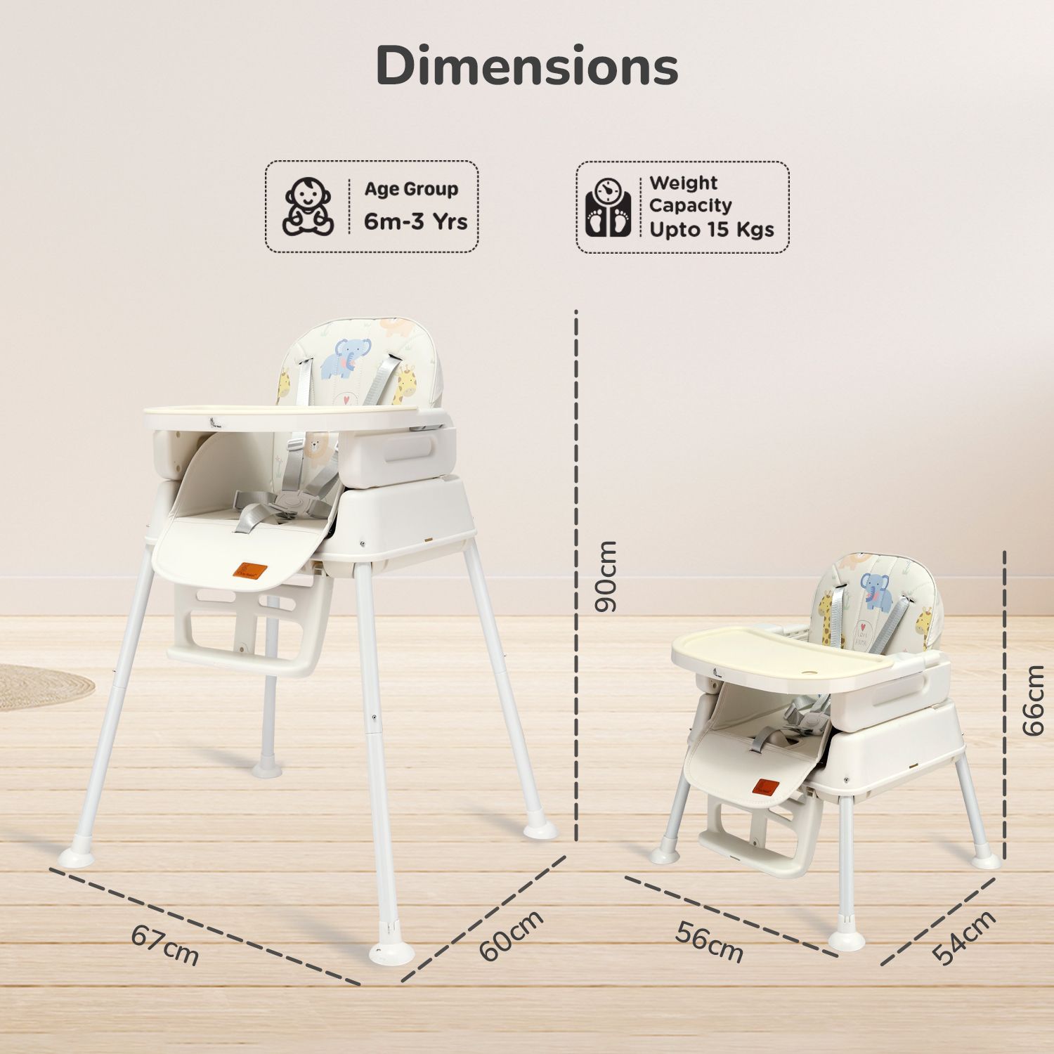 R for Rabbit Truffle High Chair For Kids 4-In-1 Convertible Scratch Proof & Anti-Skid Rubber Base High Chair Beige