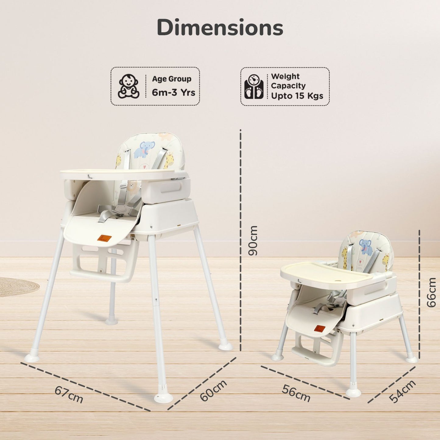 R for Rabbit Truffle High Chair For Kids 4-In-1 Convertible Scratch Proof & Anti-Skid Rubber Base High Chair Beige