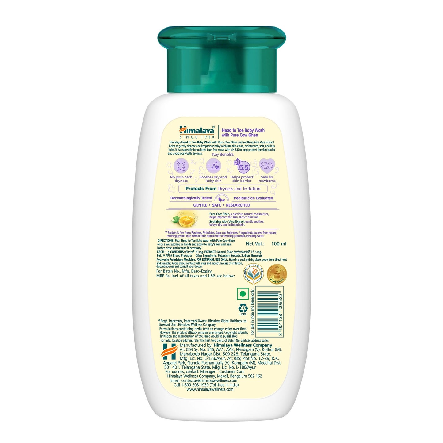 Himalaya Head to toe Baby wash with pure cow ghee (100 ml)
