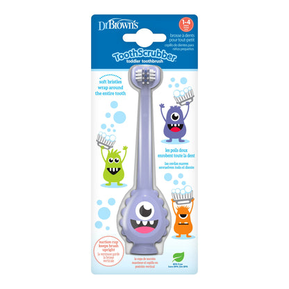 Dr. Brown's Toothscrubber Toddler Toothbrush, Bpa Free, Ages 1-4, Monster Design Manual Brush, 1 Count, Purple