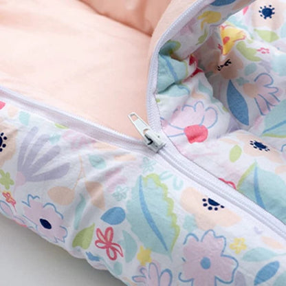 haus & kinder 3 in 1 Baby Sleeping Bag & Carry Nest | Cotton Bedding Set for Infants & New Born Baby | Portable/Travel & Skin Friendly | 0-6 Months (Ditsy Bloom)