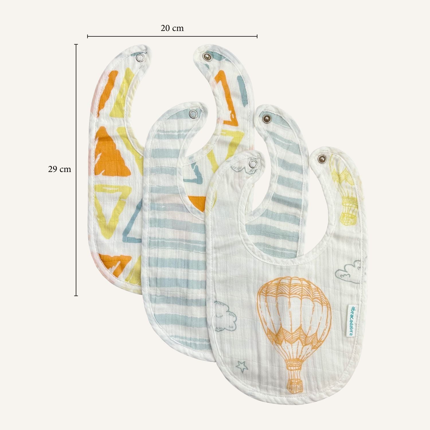 Abracadabra Muslin Bibs - Hot Air Balloon Pack of 3
