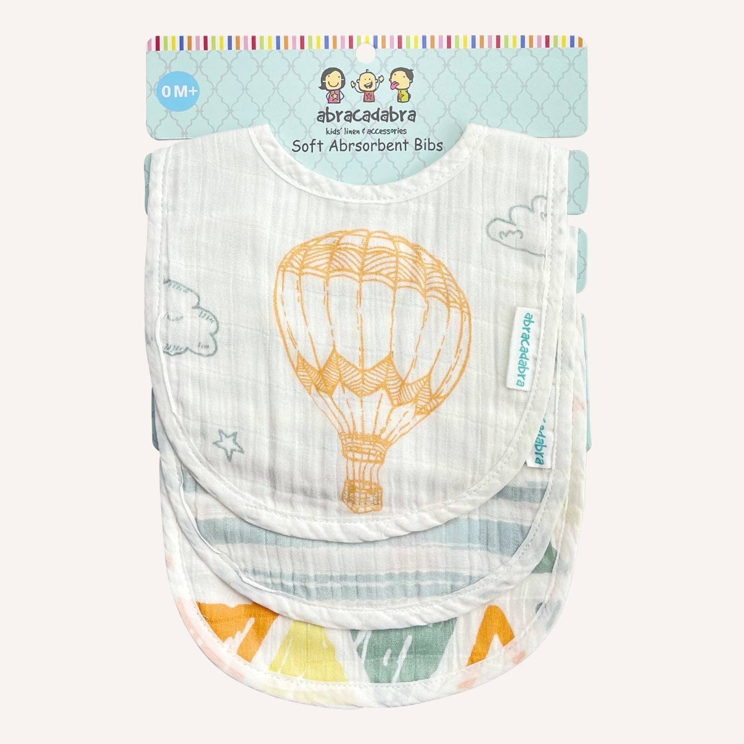Abracadabra Muslin Bibs - Hot Air Balloon Pack of 3