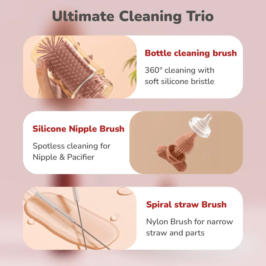R For Rabbit Hygo Care Bunny Baby Feeding Bottle Cleaner 3-in-1 Multipurpose Brush Set