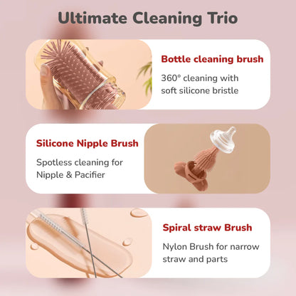 R For Rabbit Hygo Care Bunny Baby Feeding Bottle Cleaner 3-in-1 Multipurpose Brush Set