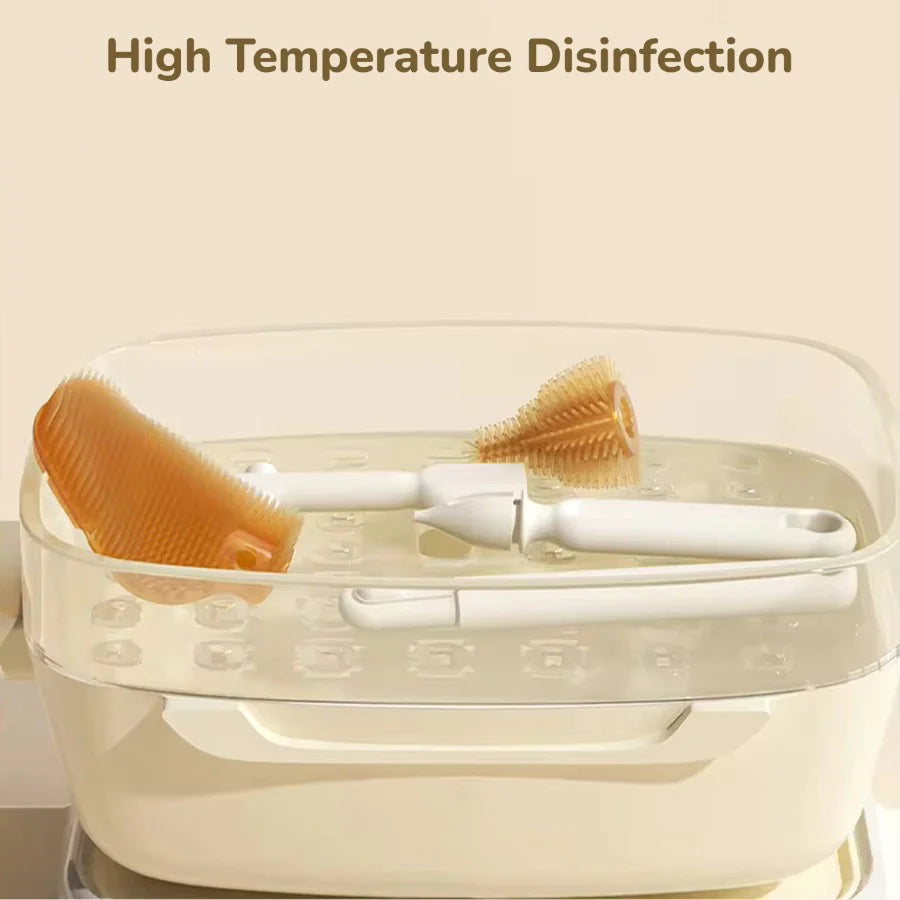R For Rabbit Hygo Care Jumbo Baby Bottle Cleaner Brush Set With Storage Box Removable Draining Tray, Drying Rack