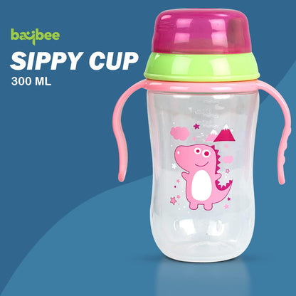 BAYBEE 300ML Baby Sipper Cup for Kids –BPA-Free, Leakproof, Spill-Proof Feeding Bottle with Soft Silicone Handle|Toddler Sippy Cup, Training Bottle for Babies, Infants, Boys & Girls (Pink,6M–3Y)