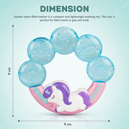 Baybee Unicorn Natural Gel Silicone Teether for Babies to Soothe Their Gums, Bpa Free Food Grade Easy Teething & Chewing Toys for Babies 6 to 12 Months Baby Infant (BLUE)