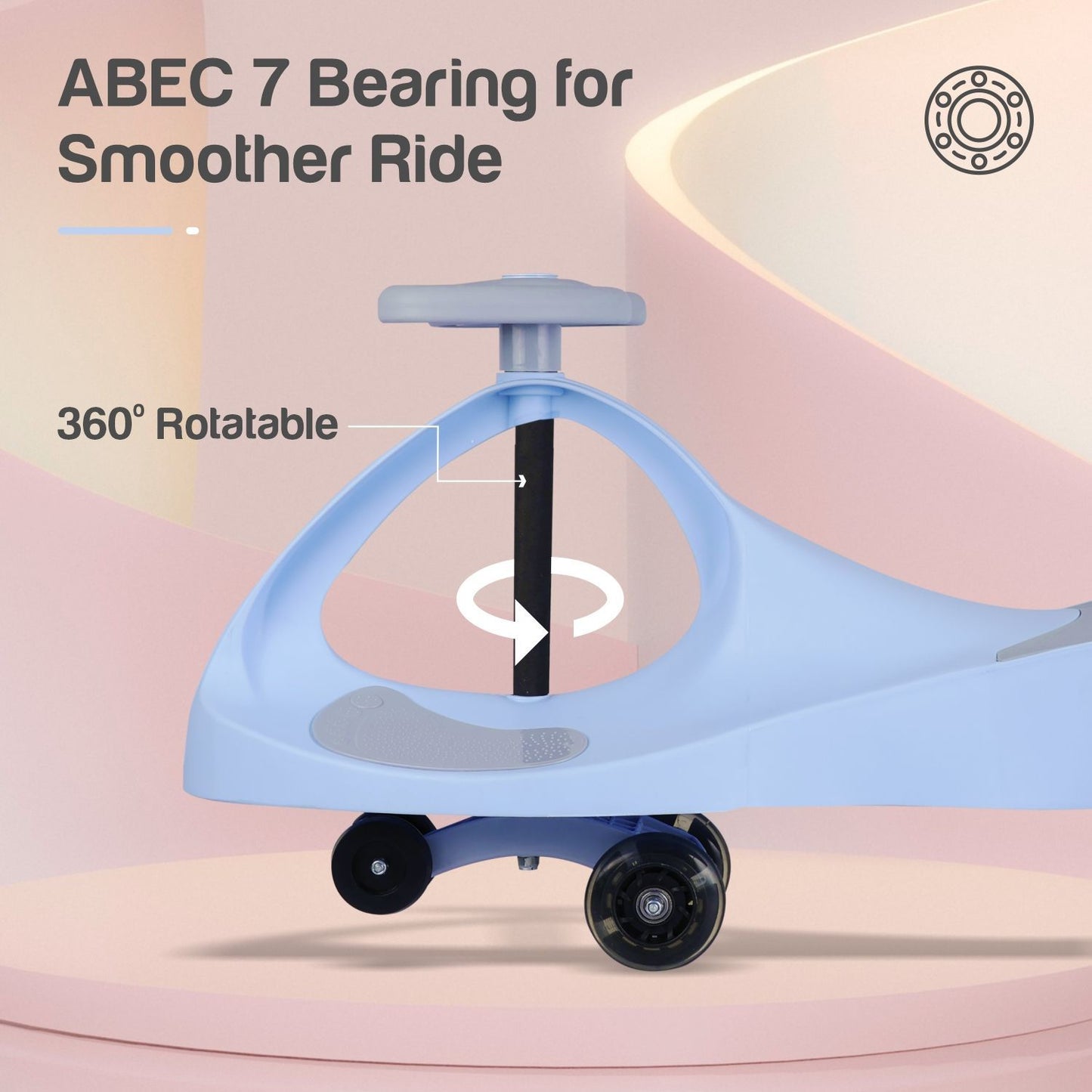 R for Rabbit Iya Iya Ace Swing Car - Non-Sliped Paddel, PU LED Wheels, Up To 85 Kgs Capacity Blue