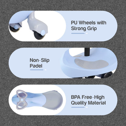 R for Rabbit Iya Iya Ace Swing Car - Non-Sliped Paddel, PU LED Wheels, Up To 85 Kgs Capacity Blue
