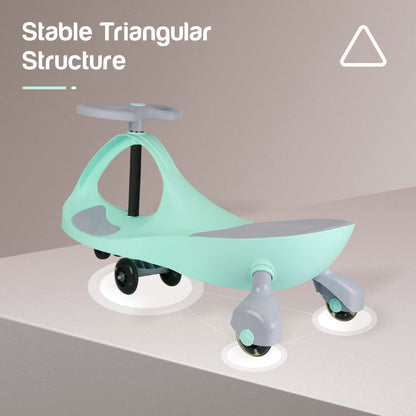 R for Rabbit Iya Iya Ace Swing Car - Non-Sliped Paddel, PU LED Wheels, Up To 85 Kgs Capacity Green