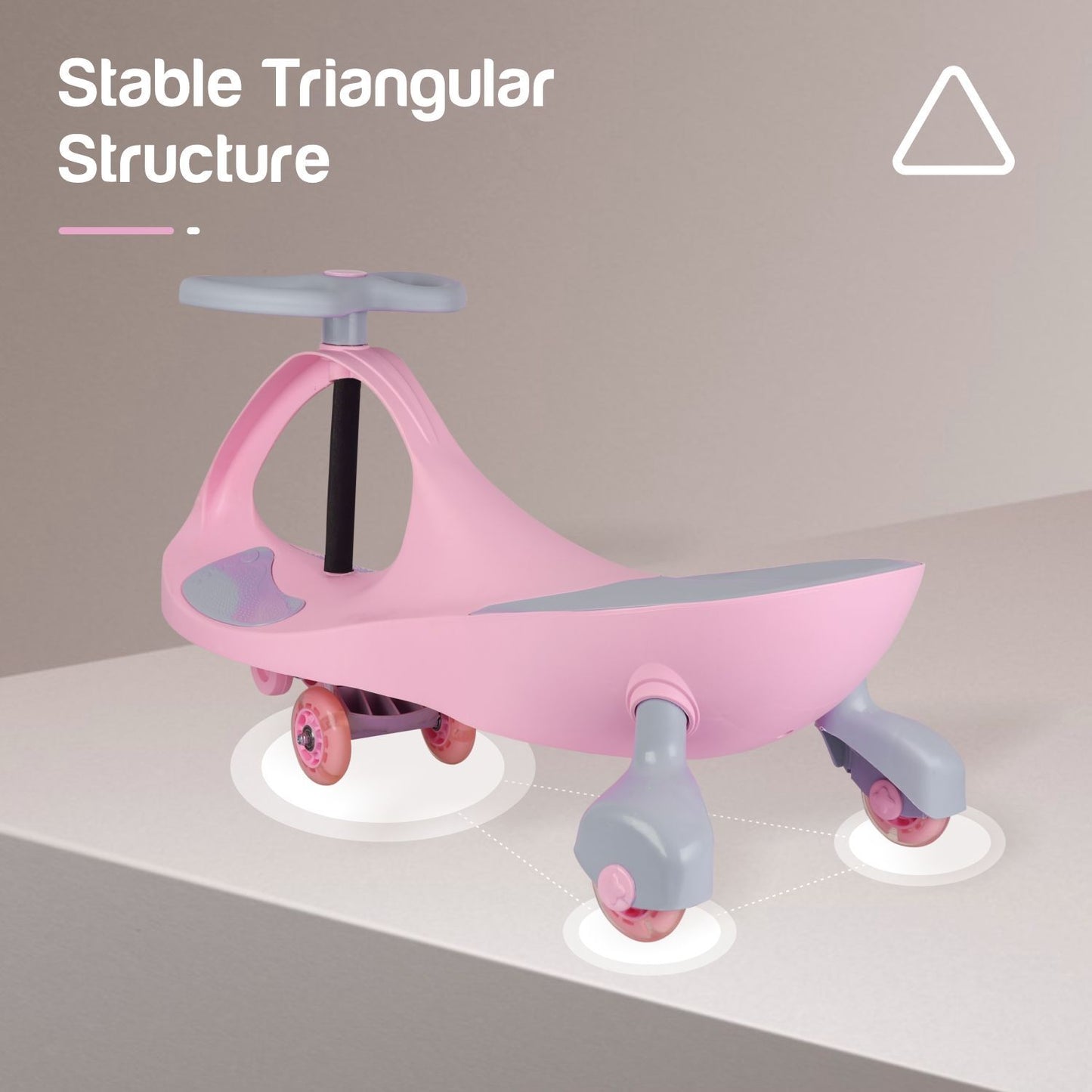 R for Rabbit Iya Iya Ace Swing Car - Non-Sliped Paddel, PU LED Wheels, Up To 85 Kgs Capacity Pink