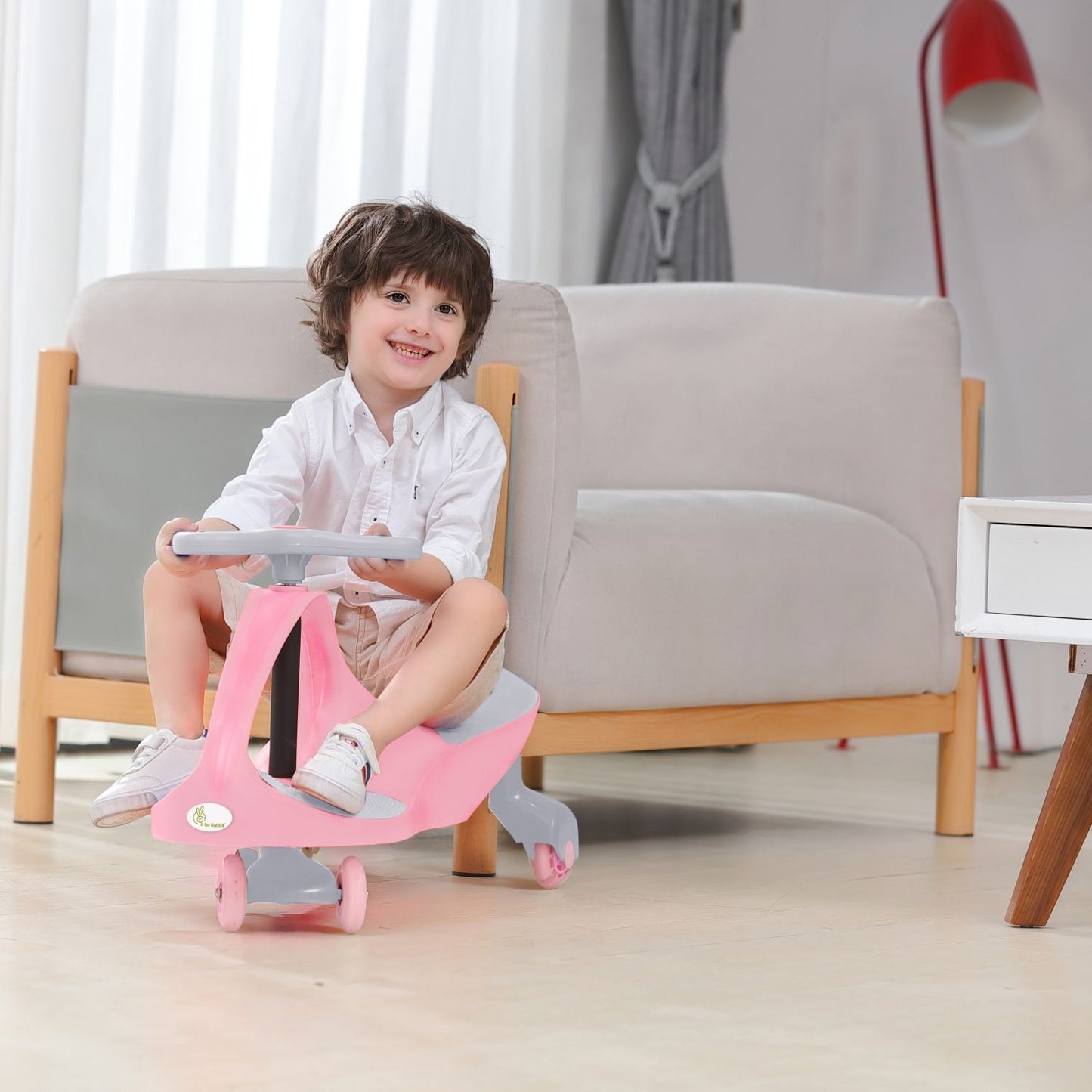 R for Rabbit Iya Iya Ace Swing Car - Non-Sliped Paddel, PU LED Wheels, Up To 85 Kgs Capacity Pink