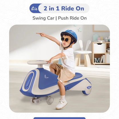 R For Rabbit Iya Iya Sportz swing car for kids, Blue Grey