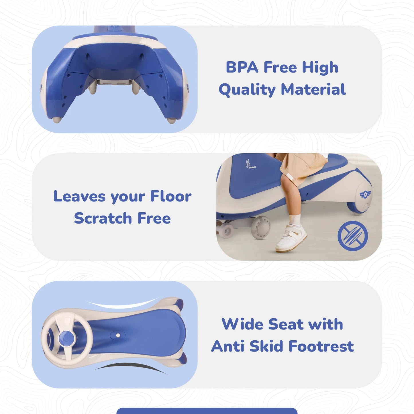R For Rabbit Iya Iya Sportz swing car for kids, Blue Grey